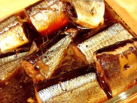 【圧力鍋】黒糖でこっくり秋刀魚の筒煮